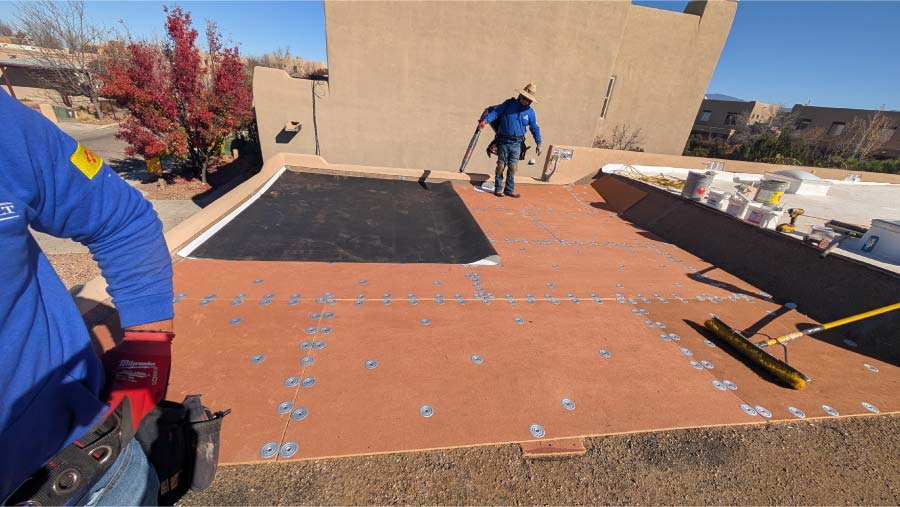 flat roof replacement in progress