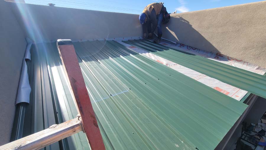green metal roof